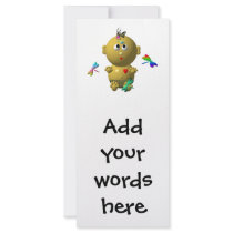 BOUNCING BABY GIRL WITH 4 DRAGONFLIES RACK CARD