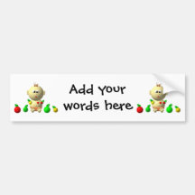 BOUNCING BABY GIRL WITH 6 APPLES BUMPER STICKERS