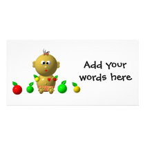 BOUNCING BABY GIRL WITH 6 APPLES PHOTO CARDS