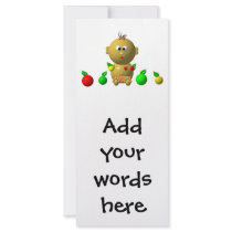 BOUNCING BABY GIRL WITH 6 APPLES RACK CARD TEMPLATE