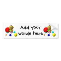 BOUNCING BABY GIRL WITH 8 BALLS BUMPER STICKER