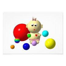 BOUNCING BABY GIRL WITH 8 BALLS INVITE