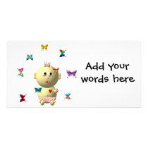 BOUNCING BABY GIRL WITH 9 BUTTERFLIES CUSTOM PHOTO CARD