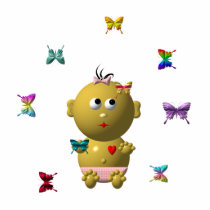BOUNCING BABY GIRL WITH 9 BUTTERFLIES PHOTO CUT OUTS