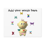 BOUNCING BABY GIRL WITH 9 BUTTERFLIES POST CARDS