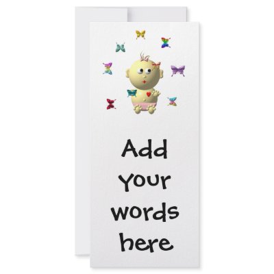 BOUNCING BABY GIRL WITH 9 BUTTERFLIES RACK CARD TEMPLATE by BouncingBabiesHeart
