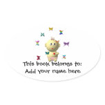 BOUNCING BABY GIRL WITH 9 BUTTERFLIES OVAL STICKERS