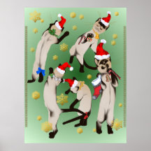 Bouncing Bunch Of Christmas Kitties Print