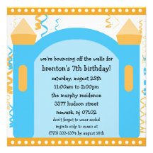 Bouncing of the Walls Bounce House Birthday Party Personalized Announcements
