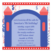Bouncing of the Walls Bounce House Birthday Party Custom Announcements