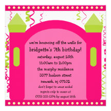 Bouncing of the Walls Bounce House Birthday Party Custom Invitations