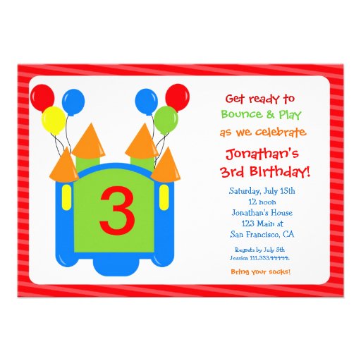 Bouncy Bounce House Birthday Invitation