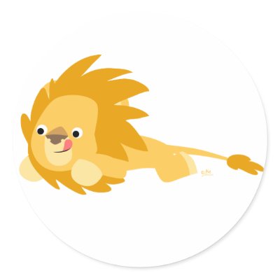 Bouncy Cartoon Lion Round Sticker by Lioness_Graphics