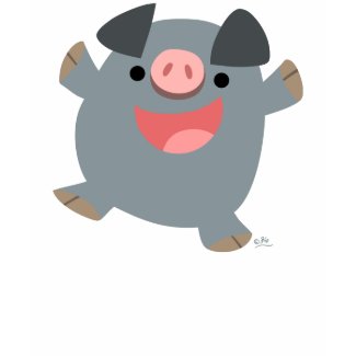 Bouncy Cartoon Pig children T-shirt shirt