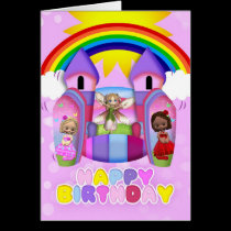 Bouncy Castle Birthday Greeting Card For Girls cards