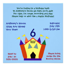 Bouncy House Birthday Party Custom Announcement