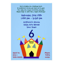 Bouncy House Birthday Party Personalized Announcements