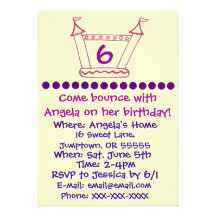 Bouncy House Girls Party Invitation