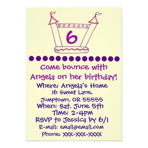 Bouncy House Girls Party Invitation