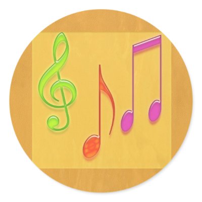 Bound to Sound Good -  Dancing Music Symbols Round Stickers by multi_name_prints
