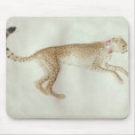 Bounding cheetah with a red collar mousepad