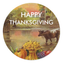 Bountiful Harvest Happy Thanksgiving Stickers