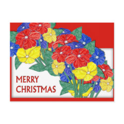 Bouquet of flowers merry christmas postcard