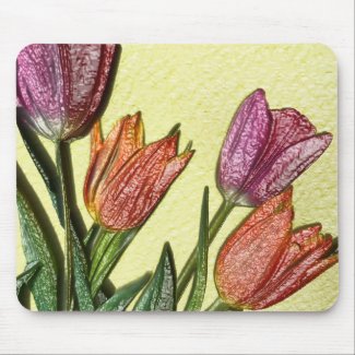 Bouquet of multicolor tulips (in Relief) mousepad
