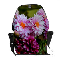 Bouquet of pink and purple flowers messenger bags