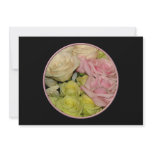 Bouquet of pink, yellow & peach roses personalized announcements