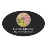 Bouquet of pink, yellow & peach roses oval stickers