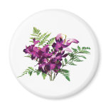 Bouquet of Purple Orchids With Ferns Fridge Magnets