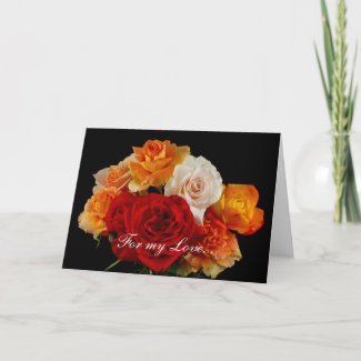 Bouquet of Roses For Love Valentine's Day Greeting Cards