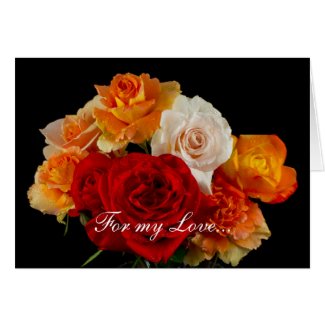 Bouquet of Roses For Love Valentine's Day Greeting Cards
