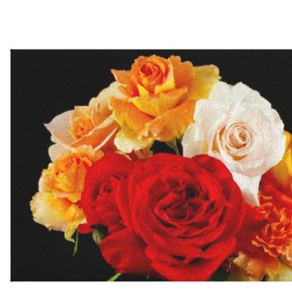 Bouquet of Roses on Black Stretched Canvas Prints