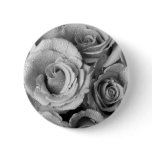 Bouquet of Roses with Water Drops in Black and Whi buttons