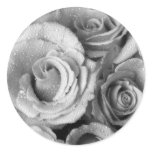 Bouquet of Roses with Water Drops in Black and Whi stickers