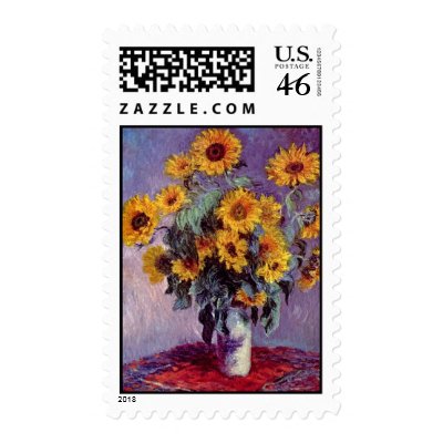 Bouquet of Sunflowers by Claude Monet Postage Stamp by FaerieRita