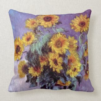 Bouquet of Sunflowers by Claude Monet Throw Pillow
