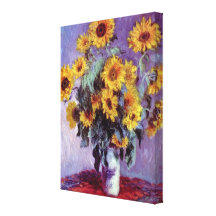 Bouquet of Sunflowers, Monet, Vintage Flowers Art Stretched Canvas Print