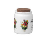 Bouquet of Vintage Flowers Thank You Candy Jar at Zazzle