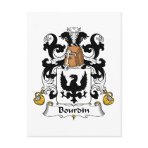 Bourdin Family Crest postcards by coatsofarms Bourdin Family Crest postcards