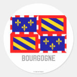 Bourgogne flag with name round sticker