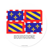 Bourgogne flag with name round sticker