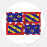 Bourgogne waving flag round stickers