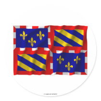 Bourgogne waving flag round stickers