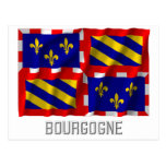 Bourgogne waving flag with name postcard
