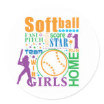 Bourne Softball Round Stickers