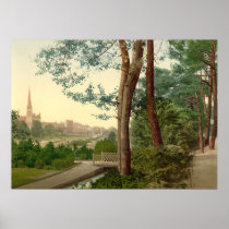 Bournemouth Gardens,England, UK, antique print