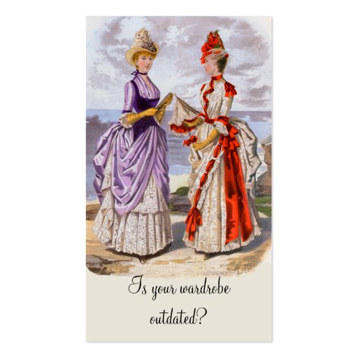 Boutique Business Card with Vintage 1800s Fashions (front side)
